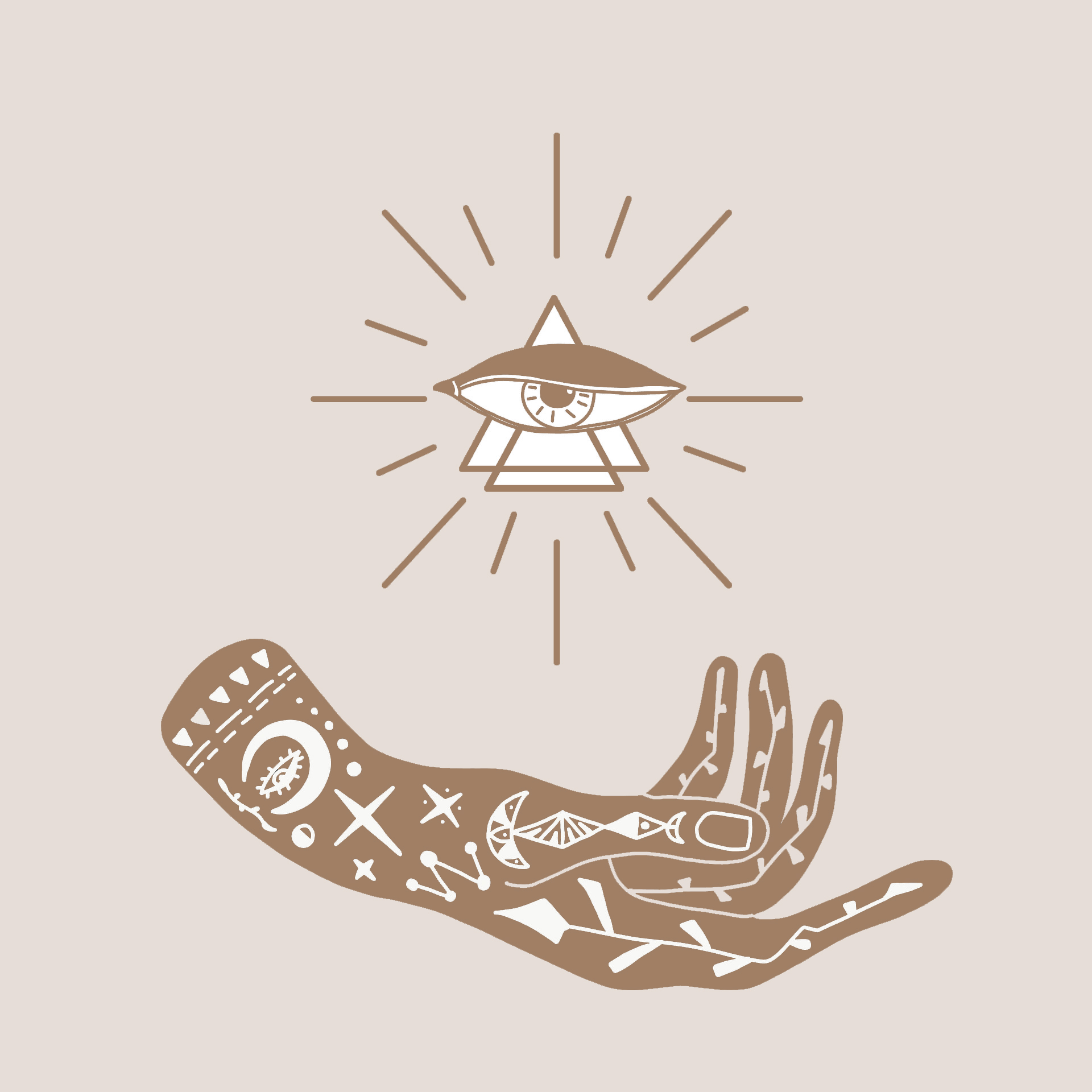 Tan hand and all seeing eye